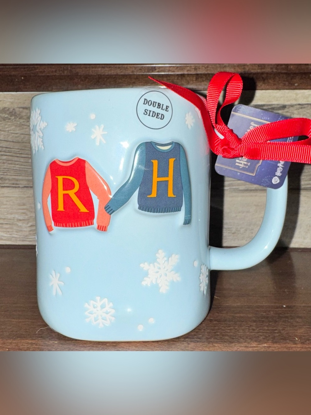 Cute 🥰 Rae Dunn Harry Potter Ron & Hermione Christmas “Sweater Weather”Mug New